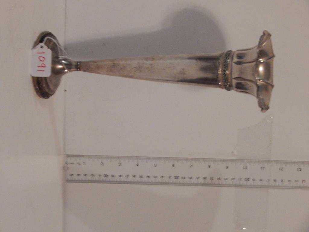 Sterling silver vase with a weighted base, 12"H: Sterling silver vase with a weighted base, 12"H ref.#1091