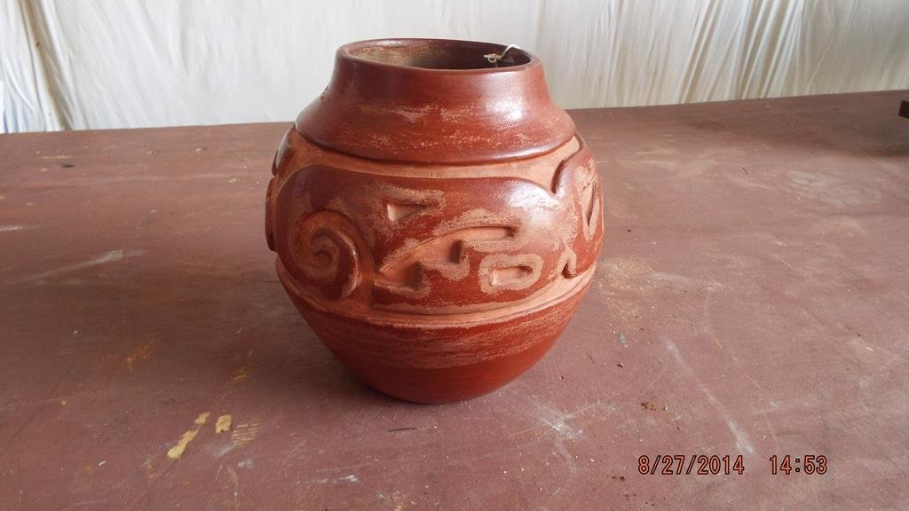 Large native American pottery vase, Santa Clara: Large native American pottery vase, Santa Clara reservation, signed Margaret Jofoya 7 1/2"H condition is good