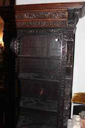 Highly carved one piece Jacobean single door cabinet,