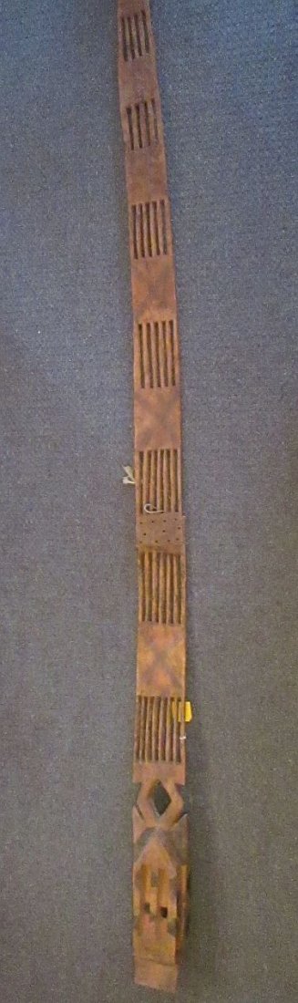 Huge DOGON SIRIGE African MASK, Mali, 11 1/2 ft tall: DOGON SIRIGE MASK, MALI Classic carved wood mask with superstructure painted in various designs, mid-20th c. Meaning ''storied house,'' the name refers to the family house, and by extension, the linea