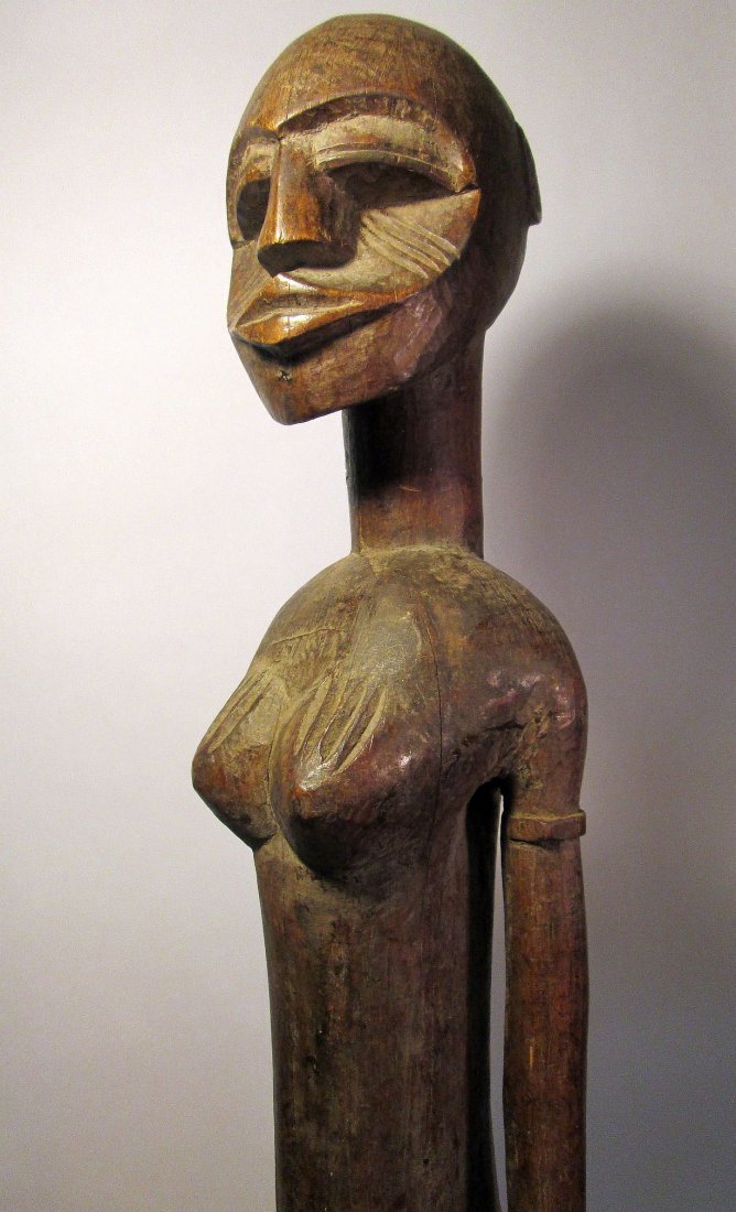 Old Senufo Rhythm Pounder, Old Style, African Art: Old SENUFO female Rhythm Pounder sculpture, Mali, Africa. A Very rare old example with field use over generations. Please note the undeniable rich patina from handling over many years, likely generati