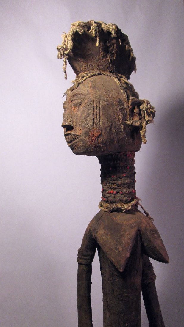 Malinke female Inititaion ceremony sculpture, African: Huge carved wooden image of a Young Girl reportedly collected from a Malinke village in Mali, Africa. The sculpture was used as part of a "Initiation" into adulthood ceremony for young women, they wou
