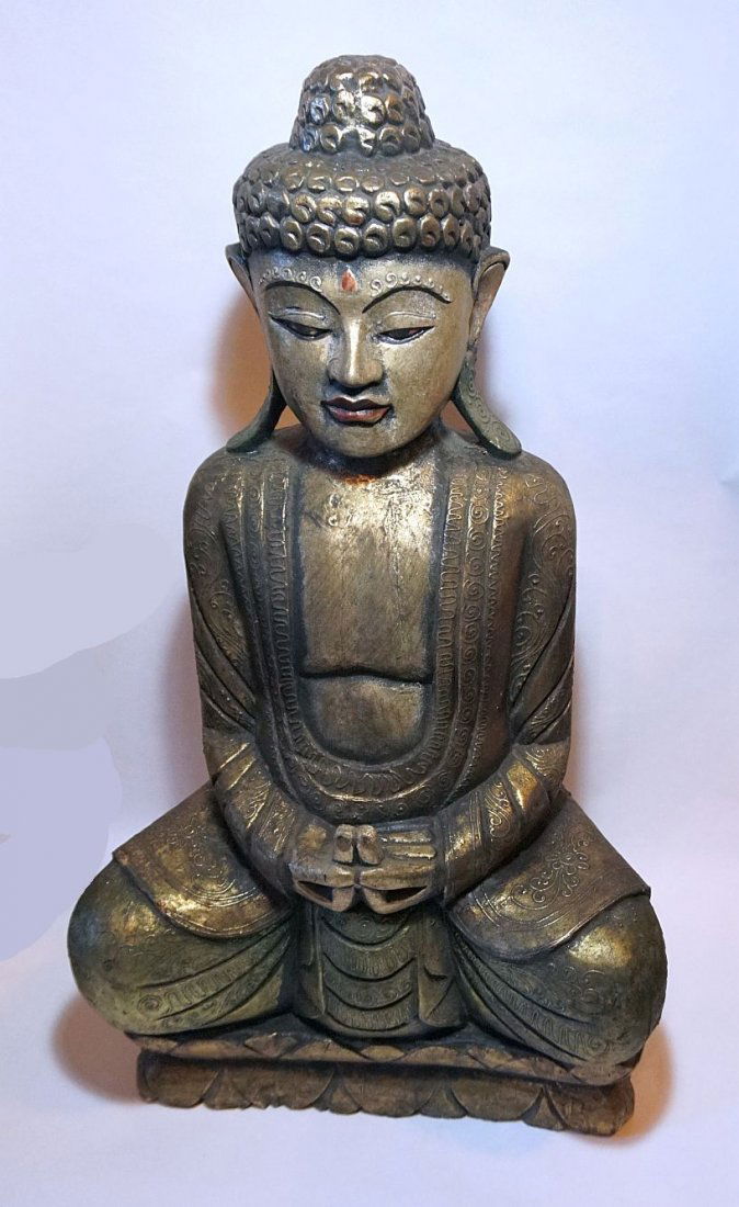 Large Carved wooden Buddha figure, central Bali (1 of 6)