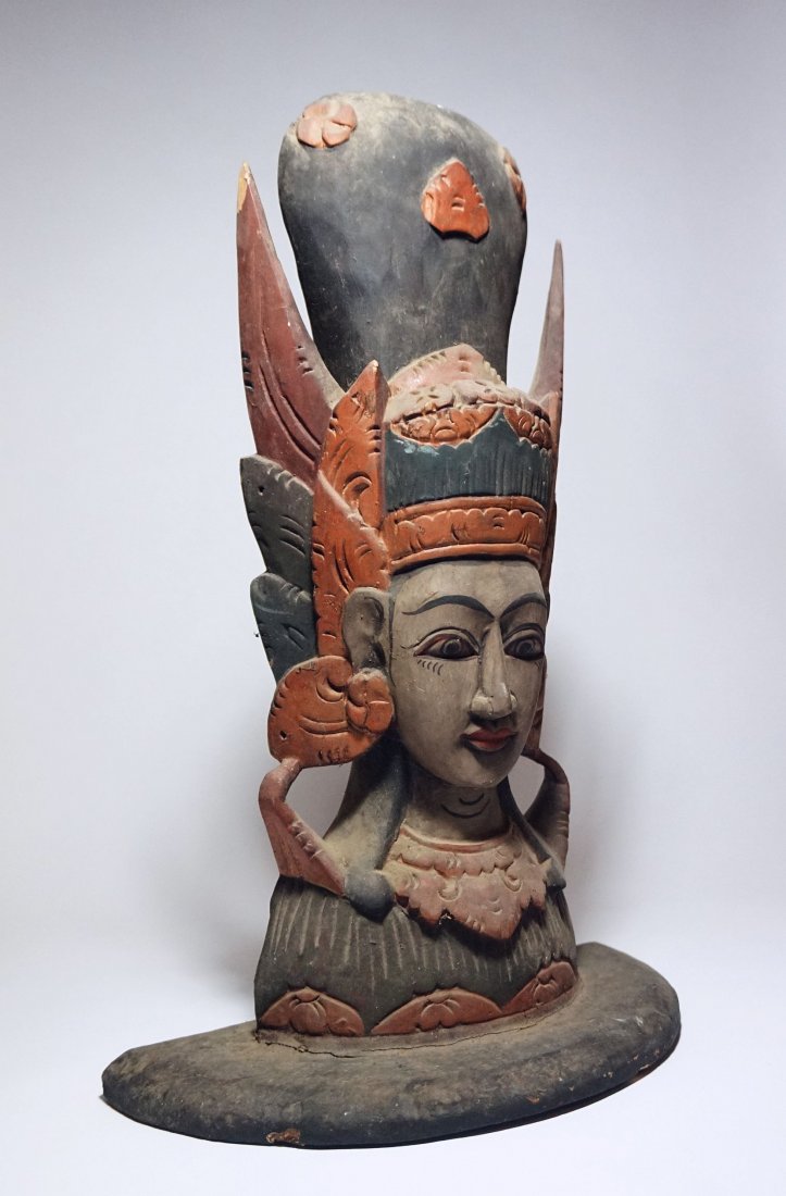 Vintage Sita figure, Hindu Devotional Art, Shiva: carved wooden image of Sita from up in the hills of tegallalan, Bali, Indonesia. A older vintage example of the Hindu devotional arts of Bali. Measures 16 1/2 x 11 inches.