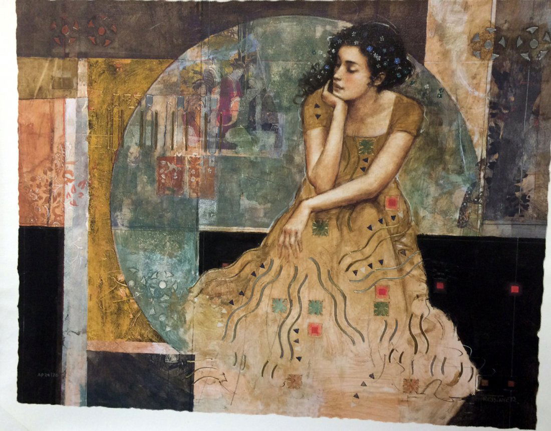 Day Dreamer by Fressinier: L.A.'s renowned romantic artist , Hessam Abrishami , has been reshaping and refining the style known as representastional impresionism ; and here he shows why he is one of the most collectible artists