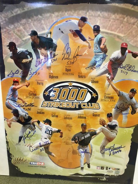 Sport Memorabilia: 3000K Strike-Out Club Poster Signed (1 of 1)