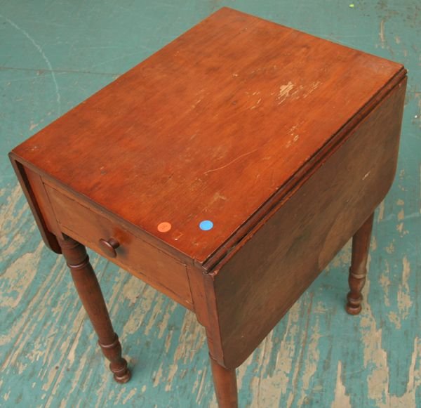 Early 1800 Sheraton one drawer dropleaf stand, so - 2