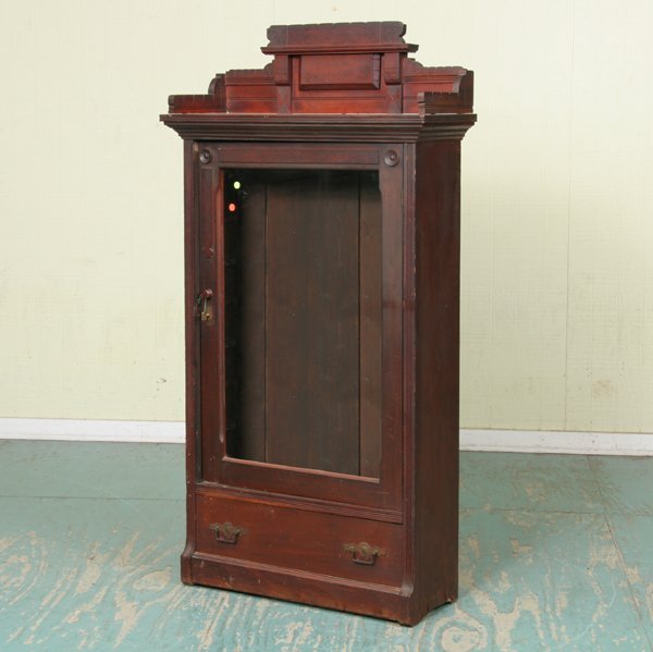 Late 1800 Eastlake Victorian single door bookcase