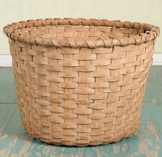 19th Century Woven Cotton Basket, Split Oak, 28"d