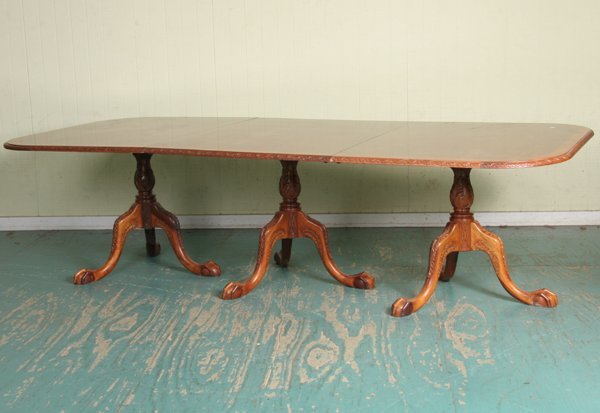 Contemporary Chippendale style triple pedestal ba