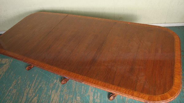 Contemporary Chippendale style triple pedestal ba - 3
