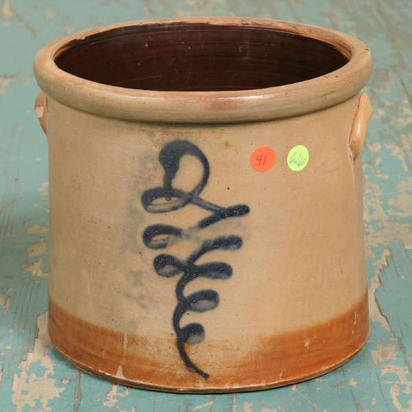 19th Century stoneware two gallon crock, cobalt b