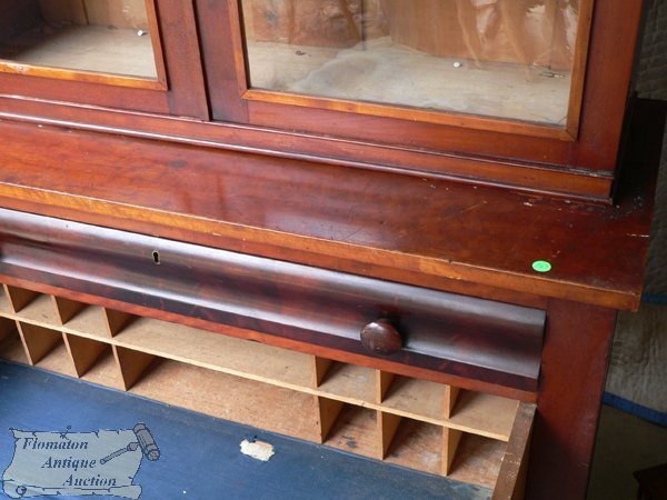 1830 Empire butlers secretary, mahogany, two draw - 2
