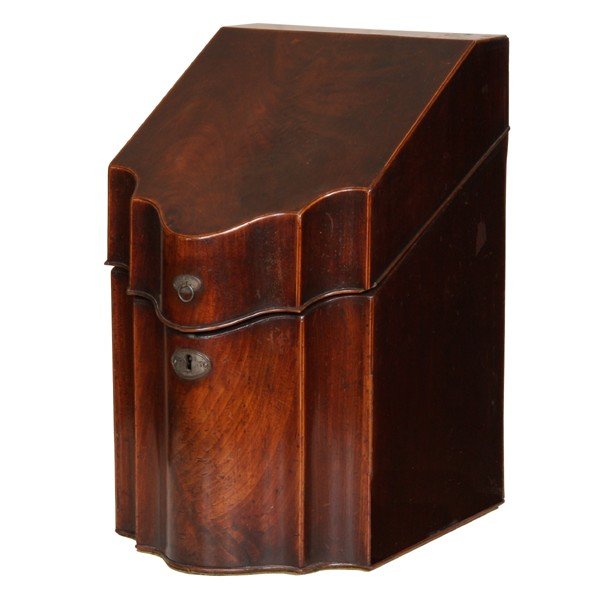 C1800 Hepplewhite knife box, mahogany, satinwood t