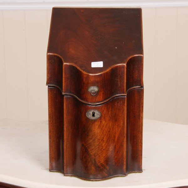 C1800 Hepplewhite knife box, mahogany, satinwood t - 7