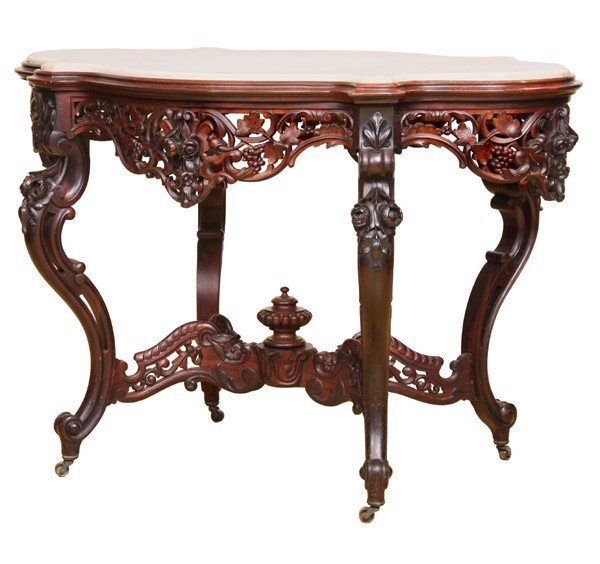 Mid 1800 Rococo Victorian laminated center table,