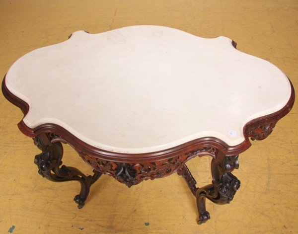 Mid 1800 Rococo Victorian laminated center table, - 4