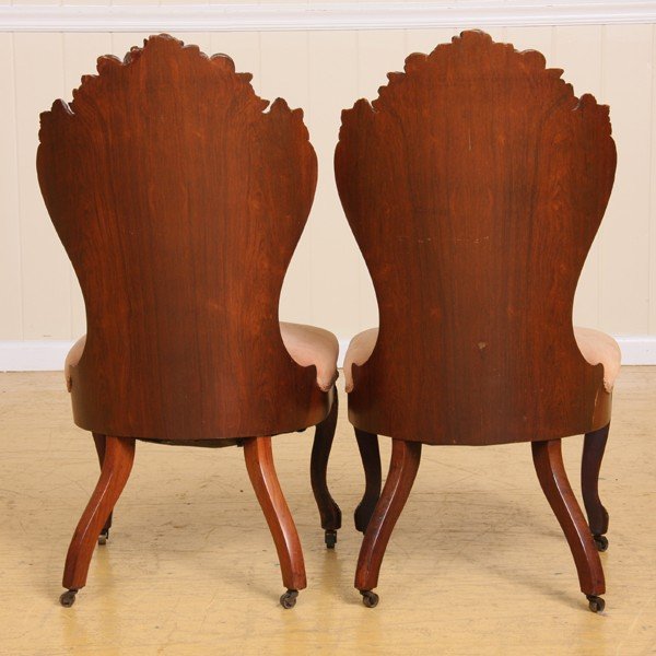 Pair Mid 1800 laminated side chairs, J H Belter, N - 3