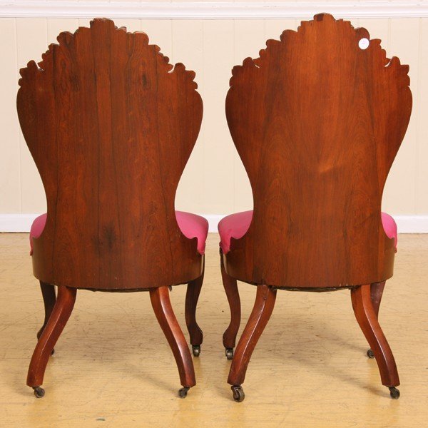 Pair Mid 1800 laminated side chairs, J H Belter, N - 3