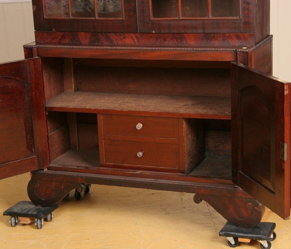 Hard to find 1830 Empire breakfront bookcase, matc - 3