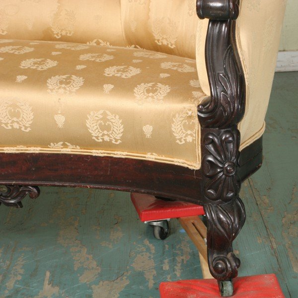 Fine mid 1800 Rococo Victorian loveseat, solid mah - 2