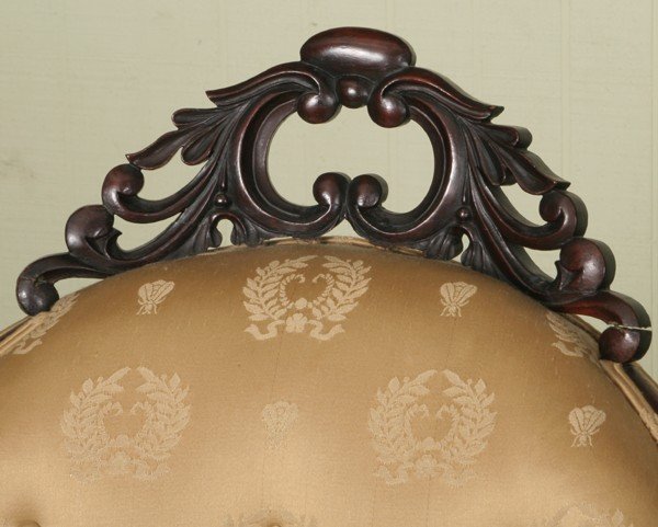 Fine mid 1800 Rococo Victorian loveseat, solid mah - 4