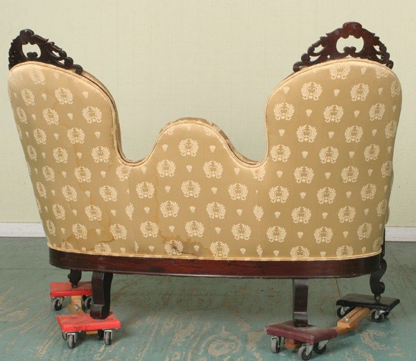 Fine mid 1800 Rococo Victorian loveseat, solid mah - 6