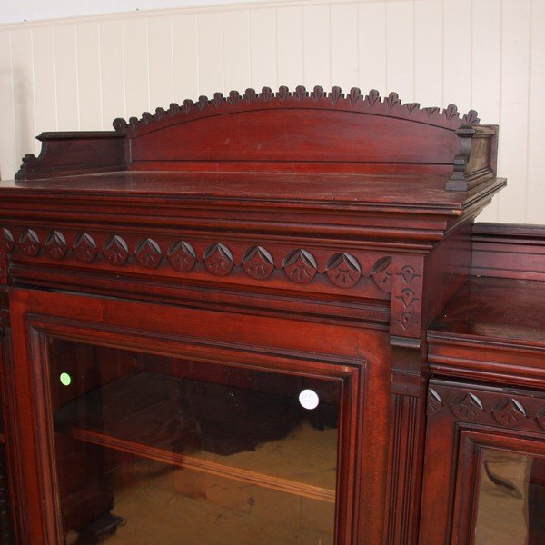 Late 1800 Eastlake Victorian triple door bookcase, - 2