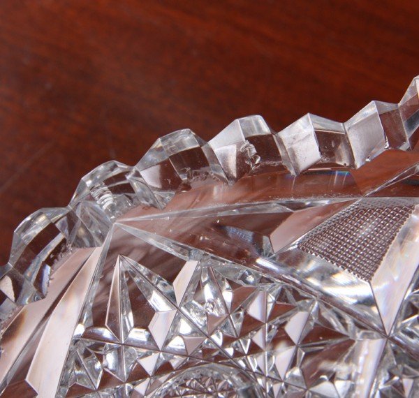 Large American brilliant cut glass bowl, hobstars - 3