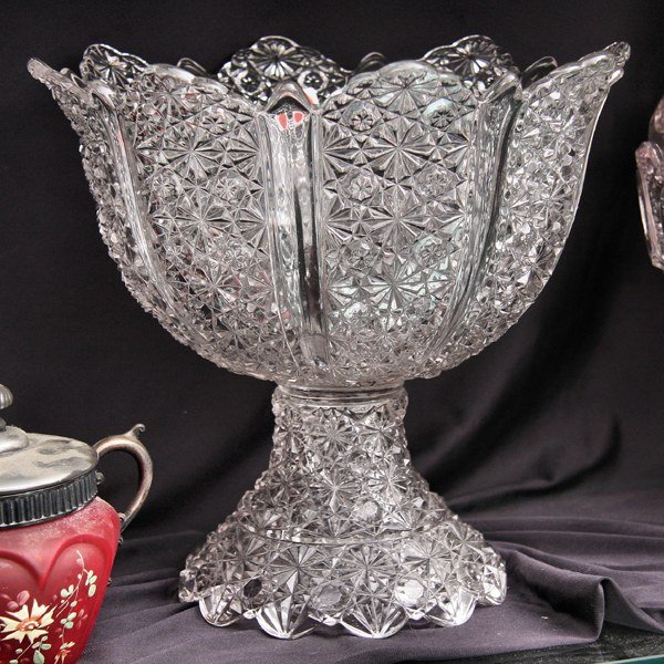 19th Century pattern glass punch bowl, daisy and