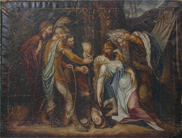 "Cordelia" by Ellen Guild Browning, after Benjamin: "Cordelia" by Ellen Guild Browning, after Benjamin West 46 1/2" x 62 3/4", This is one of 12 Paintings deascessioned from an Alabama Museum. They were painted in the 1800's during a "Grand Tour" of Eu