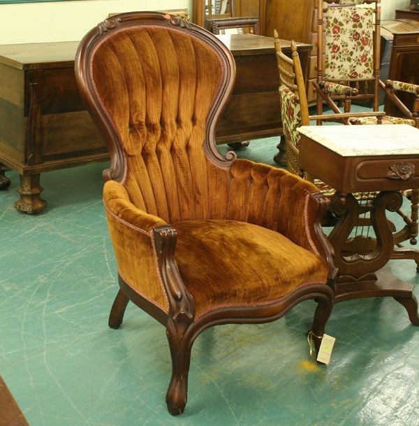 1109 Victorian reproduction gentleman chair, mahogany, Apr 01, 2005 Flomaton Antique