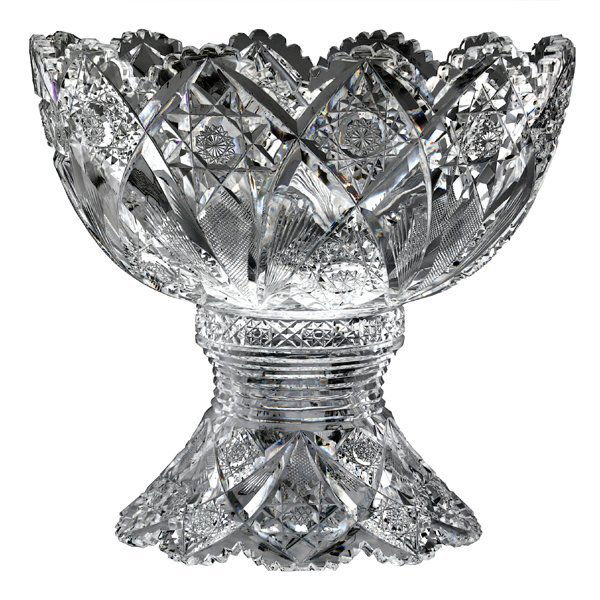 26 A large American brilliant cut glass punch bowl,15"