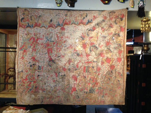 Tibetan Fabric Wall Hanging: Tibetan Fabric Wall Hanging . Size: 67 x 57 inches