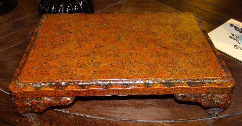 Japanese Wakasa Lacquer Stand: Japanese Wakasa Lacquer Stand; Material : lacquer wood.Age: early 1900. Size: W 19 3/4 x D 14 x H 5 1/4 inches.,,S&H CHARGE WITHIN MAINLAND US $48