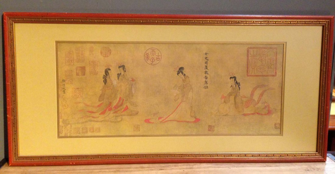 Collectible of Antique Chinese Famous Painting Copy: Collectible of Antique Chinese Famous Painting Copy , Size: W 33 3/4 x H 15 3/4 inches.