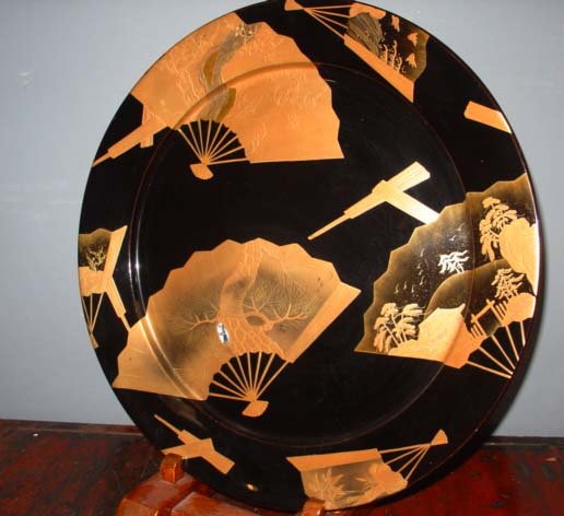 Large Japanese Lacquer Charger Plate: SizeDia. 20 3/4 x H 2 1/2 inches