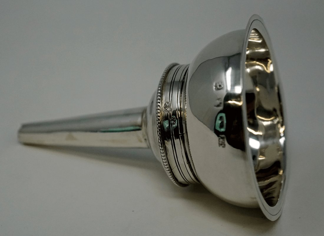 George the third Silver Wine Funnel 1770: Rare sterling silver wine funnel made by Hester Bateman London 1770. Hallmarked on the side.
