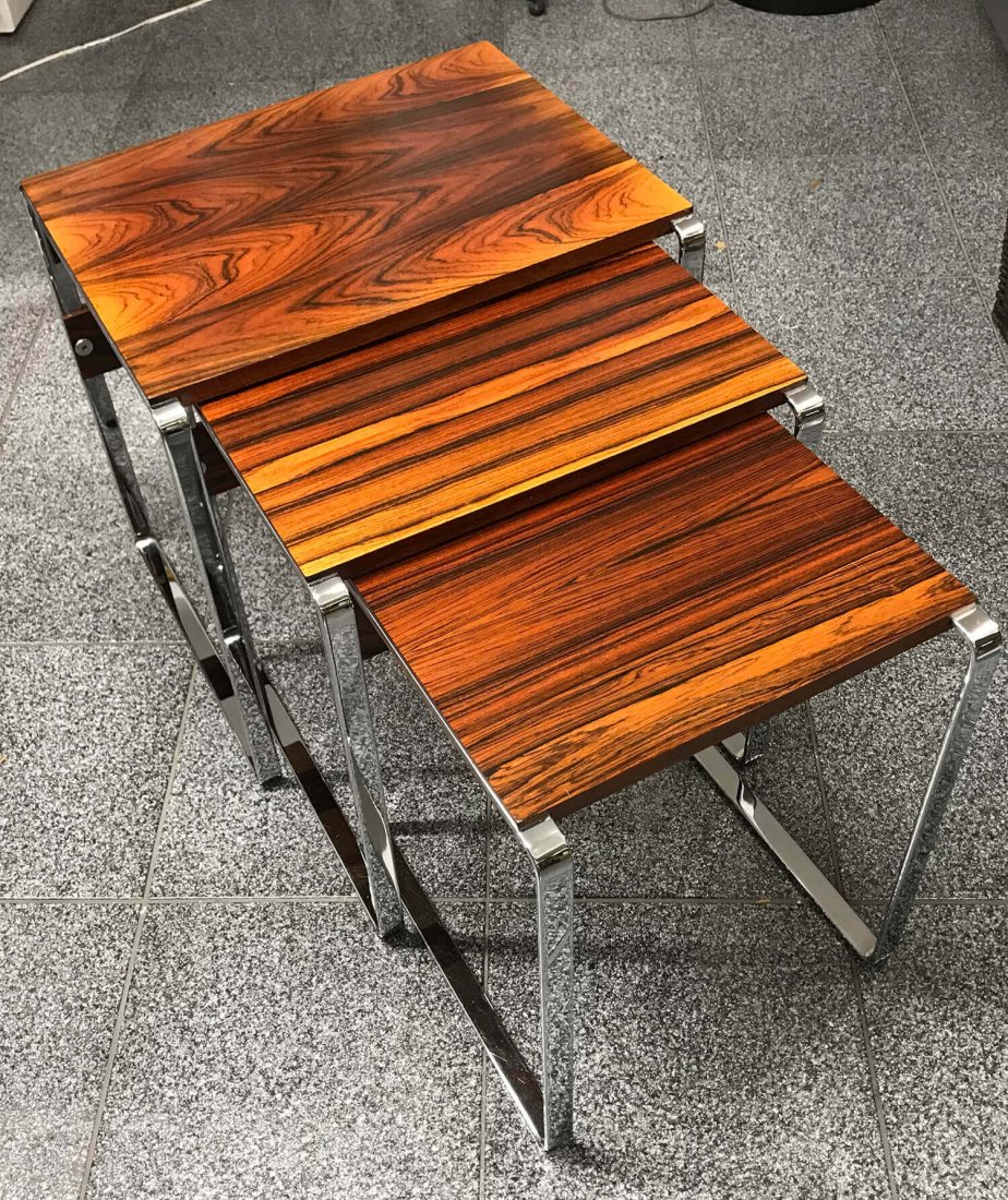 Set of Three Scandanavian 1970 Rosewood Nesting Tables (1 of 8)