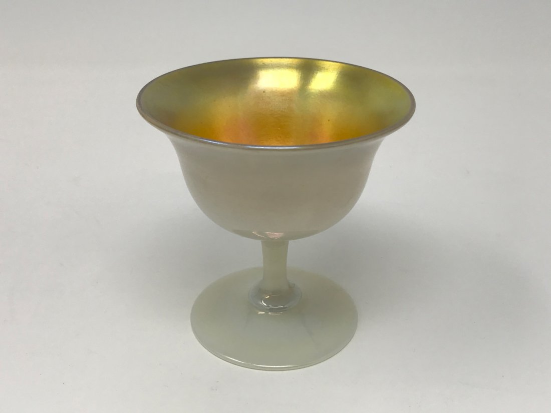 Steuben Art Deco Gold Aurene and White Calcite Goblet (1 of 4)