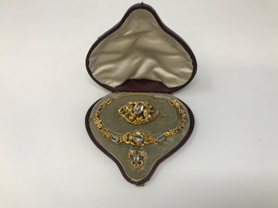 Victorian 18kt Aquamarine Necklace Pendant and Brooch (1 of 5)