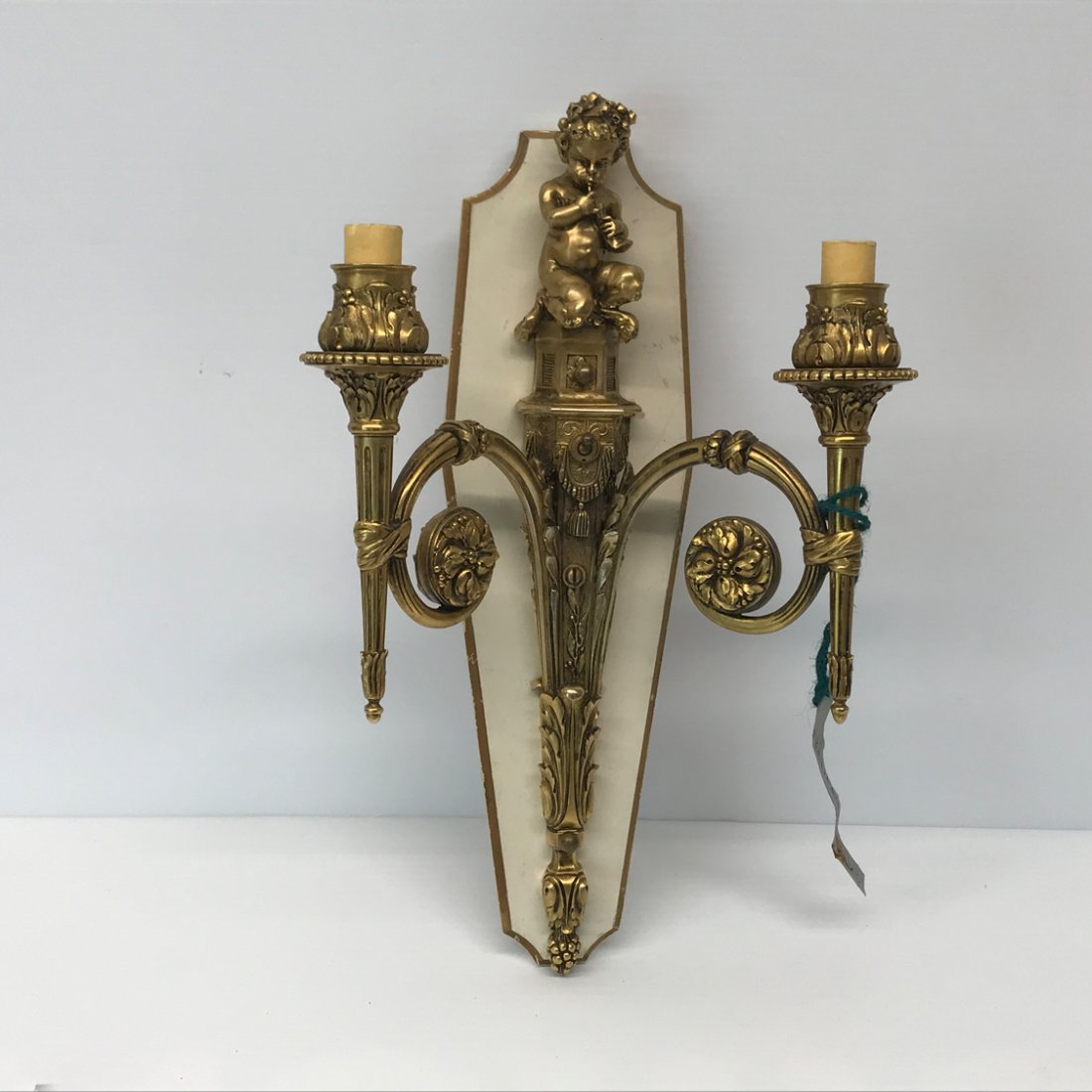 French Louis XV Style Bronze Dore Cherub Wall Sconce (1 of 5)