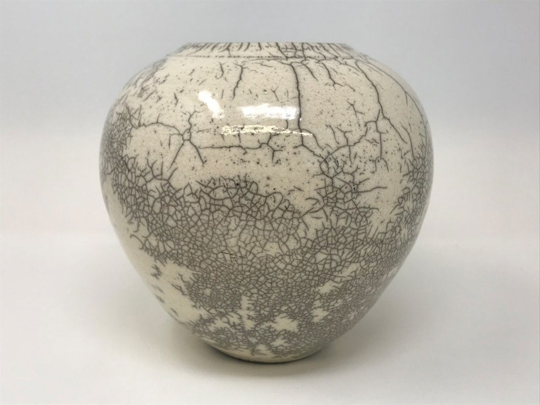 Raku Vase by Leslie Mitchell Crackled Vase (1 of 3)