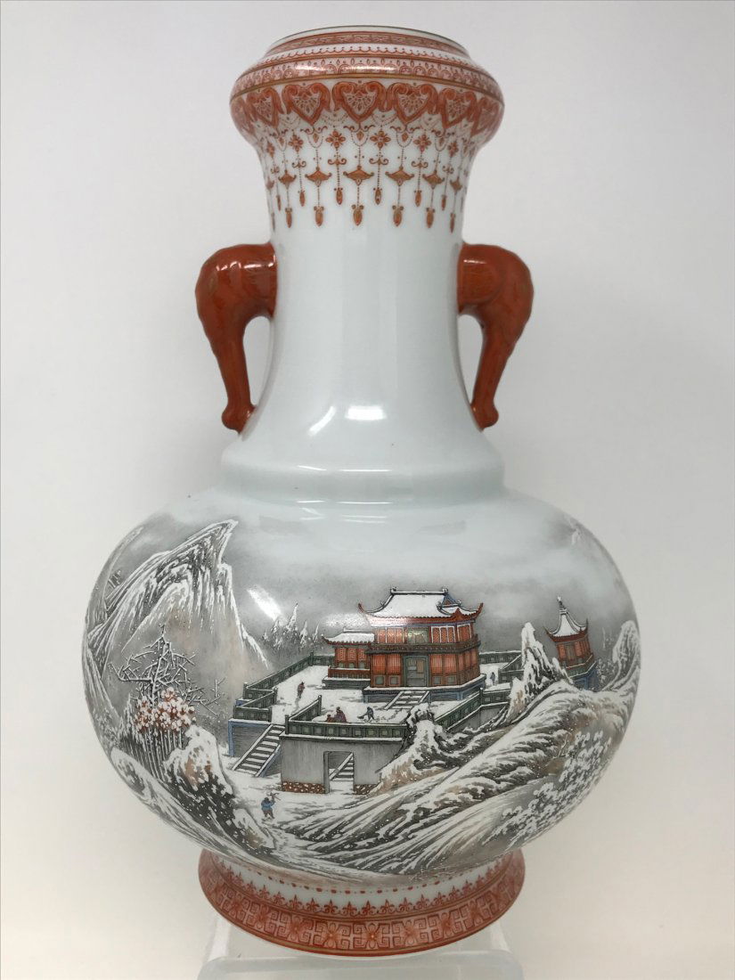 Chinese Famille Rose & Grisaille Winter Landscape Vase (1 of 17)