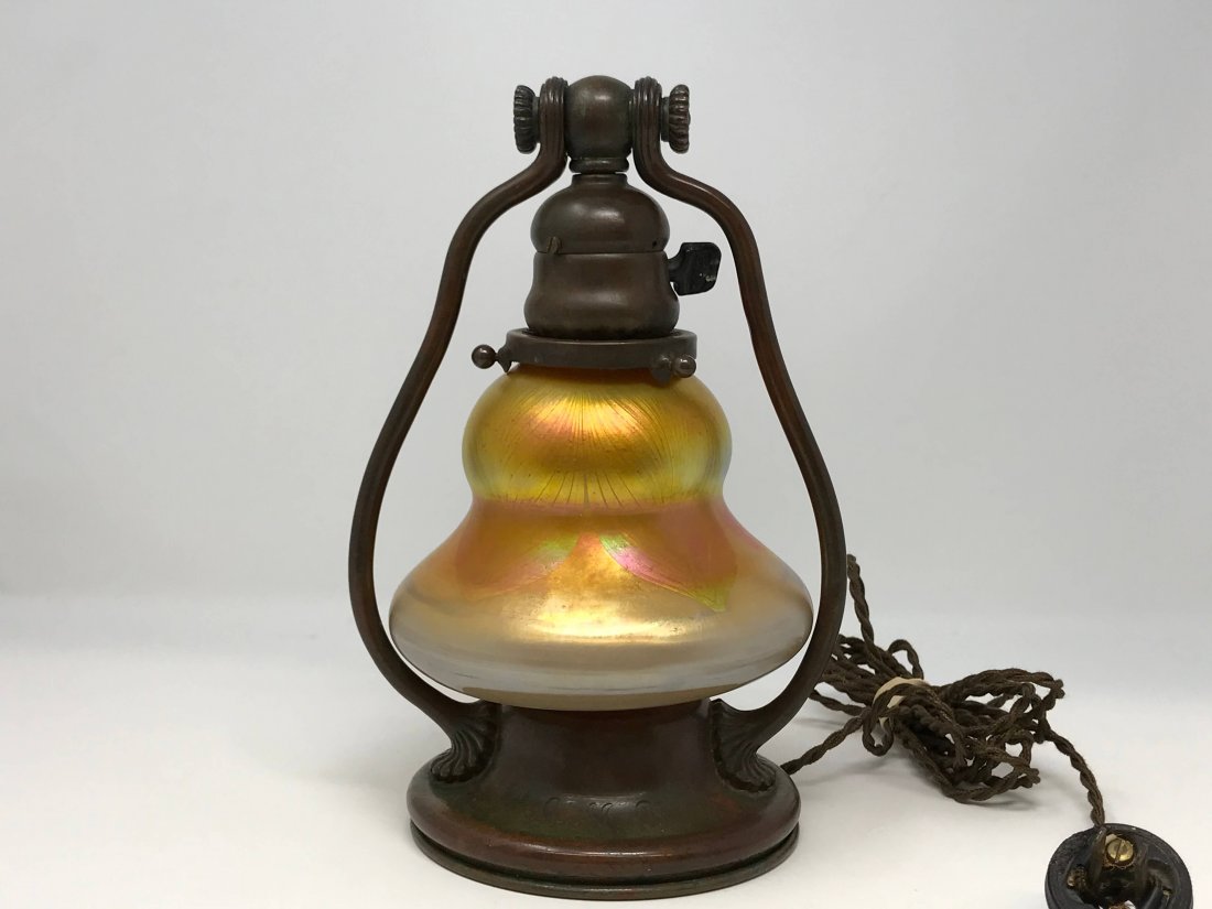 Tiffany Studios N.Y. Harp Lamp Pulled Feather Art Glass (1 of 18)