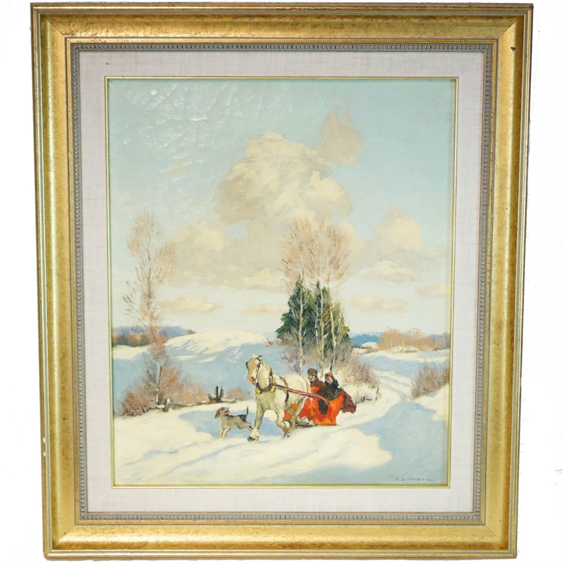 Frederic S. Coburn Red Sleigh Painting (1 of 6)