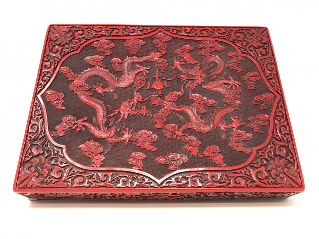 Chinese Cinnabar Lacquer Dragon Box and Cover (1 of 10)