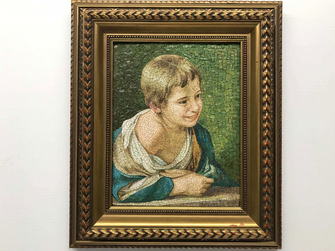 Italian Micro Mosaic Contadinello by Murillo Plaque (1 of 5)