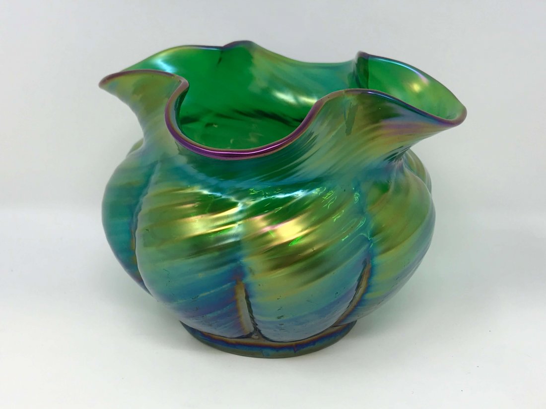 Art Nouveau Iridescent Green Glass Bowl by Loetz (1 of 6)