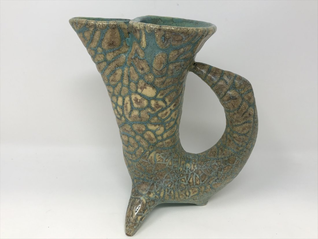 Gorka Livia Modern Biomorphic Jug: Modern Jug by Gorka Livia Biomorphic form marked at the base. It measures 7 1/4 inches tall.